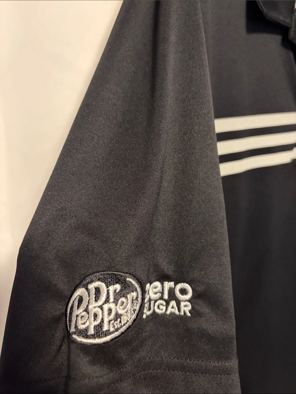 adidas Dr.Pepper Zero Black Polo with Grey Stripe Detail